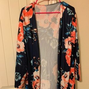 Floral open front cardigan/kimono